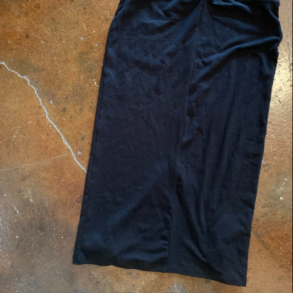Black Express Midi Skirt with Slit NWT, M